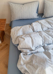 Emma Duo Striped Jacquard Bedding Set - Blue