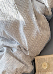 Emma Duo Striped Jacquard Bedding Set - Blue