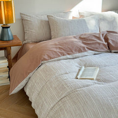 Emma Duo Striped Jacquard Bedding Set - Brown