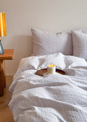 Emma Duo Striped Jacquard Bedding Set - Purple