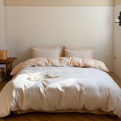 Emma Duo Striped Jacquard Bedding Set - Cream