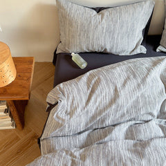 Emma Duo Striped Jacquard Bedding Set - Black