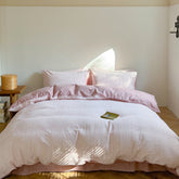 Emma Duo Striped Jacquard Bedding Set - Pink