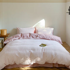 Emma Duo Striped Jacquard Bedding Set - Pink