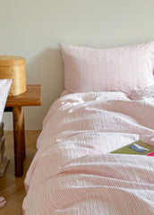 Emma Duo Striped Jacquard Bedding Set - Pink