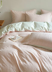 Emma Duo Striped Jacquard Bedding Set - Light Pink