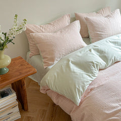 Emma Duo Striped Jacquard Bedding Set - Light Pink