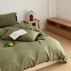 Evangeline Pastel Bow Tie Twill Bedding Set - Green