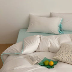 Evangeline Pastel Bow Tie Twill Bedding Set - White