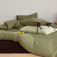 Evangeline Pastel Bow Tie Twill Bedding Set - Green