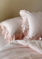 Elise French Lace Jacquard Satin Bedding Set - Pink