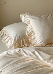 Elise French Lace Jacquard Satin Bedding Set - Beige