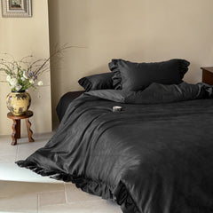 Elise French Lace Jacquard Satin Bedding Set - Dark Gray