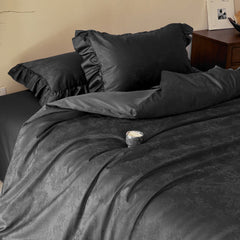 Elise French Lace Jacquard Satin Bedding Set - Dark Gray