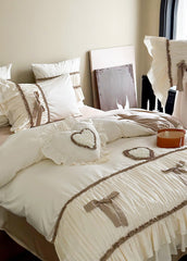 Genevieve Bow Tied TENCEL Bedding Set - Beige