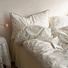 Hannah Vintage Floral Braids Cotton Bedding Set - Beige