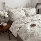 Hannah Vintage Floral Braids Cotton Bedding Set - White
