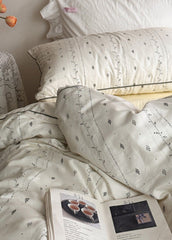 Hannah Vintage Floral Braids Cotton Bedding Set - Beige
