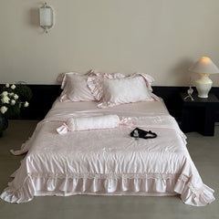 Josette Floral Silky TENCEL Ruffle Bedding Set - Pink