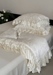 Josette Floral Silky TENCEL Ruffle Bedding Set - Beige