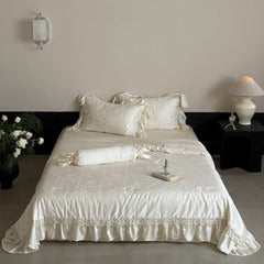 Josette Floral Silky TENCEL Ruffle Bedding Set - Beige