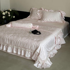 Josette Floral Silky TENCEL Ruffle Bedding Set - Pink