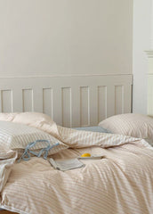 Josie Bow Tied Striped Bedding Set - Cream