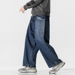 Jeans de pierna ancha con diseño plisado