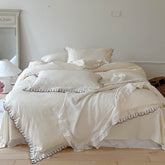 Louisa Ruffle Floral Jacquard Bedding Set - White