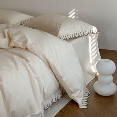 Louisa Ruffle Floral Jacquard Bedding Set - White