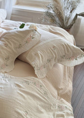 Maeve Floral Double Gauze Bedding Set - Khaki