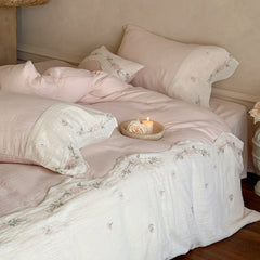 Maeve Floral Double Gauze Bedding Set - Pink