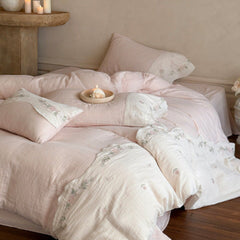 Maeve Floral Double Gauze Bedding Set - Pink