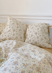 Magnolia Ribbon Bow Tie Floral Bedding Set - Cream