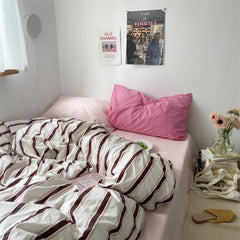 Liam Striped Bedding Set - Pink