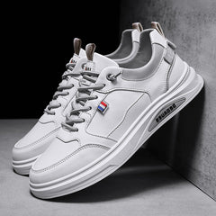 Weiße koreanische Skateboard-Sneakers mit Fleecefutter für Herren