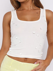 White Sleeveless Short Camisole