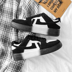 Stylish Men's Black And White Canvas Shoes