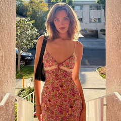 Floral Suspender Lace Long Dress