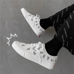 Modische, vielseitige Unisex-Skateboard-Sneaker mit Bären-Print