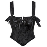 Einfarbiges, ärmelloses Tanktop mit Ösen und Schnürung aus Spitze