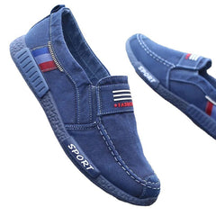Old Beijing Denim Slip-on Lofter Washed Canvas-Schuhe für Herren