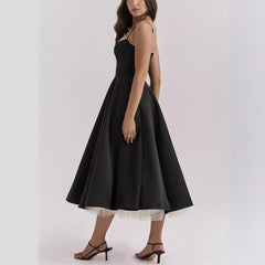 Suspender V-neck Sleeveless Dress Tutu Long Skirt