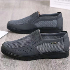 Zapatos de lona transpirables de tela antigua de Beijing de malla de verano para hombre