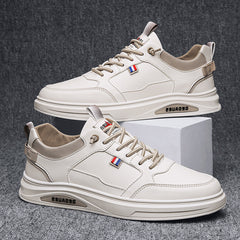 Weiße koreanische Skateboard-Sneakers mit Fleecefutter für Herren