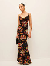 Suspender Printed Short Sleeve Maxi Dress