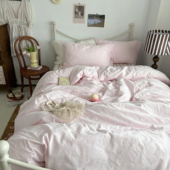 Maisie Soft Pink Plaid Bedding Set