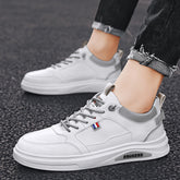 Men's Fleece-lined White Korean Skateboard Sneakers
