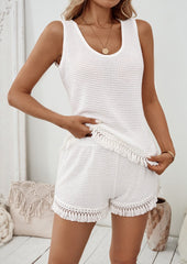 Fringe Vest Shorts Casual Suit