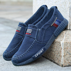 Zapatos de primavera para hombre, de tela vieja, sin cordones y cómodos.